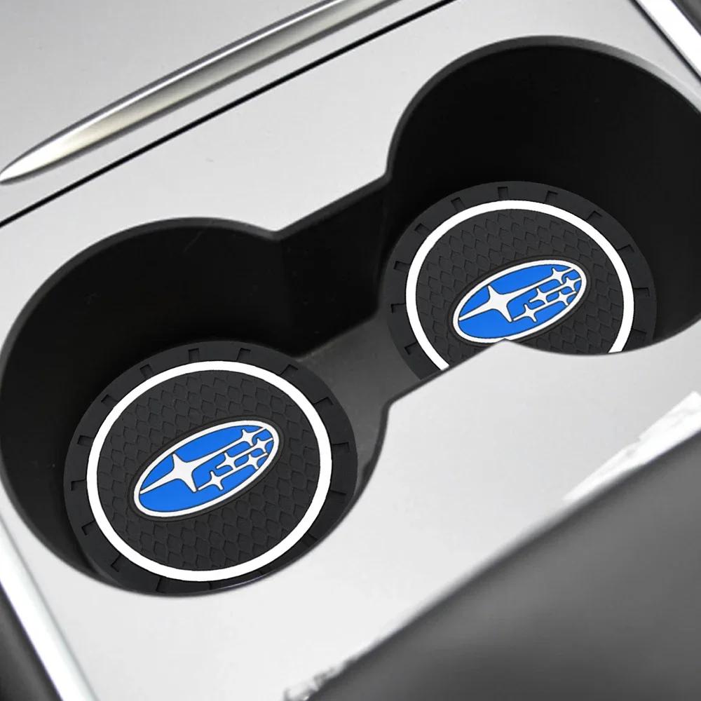 2PCS Anti-Slip Car Coaster For Subaru WRX BRZ DRL STI Outback Legacy Forester Impreza Tribeca Auto Water Cup Bottle Holder Mat X333