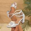 Large size sandals women's summer new fish mouth solid color high heels one-word buckle thick heel sandals