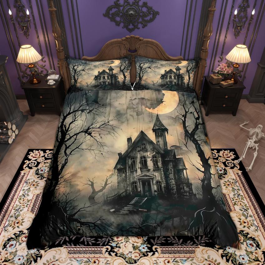 Homewish Magic Witch Duvet Cover Set Halloween Pumpkin Bedding Set Festival Theme Quilt Cover Set