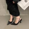 Low Heels Real Leather Slingbacks Shoes Women Square Toe Pumps Thick Heel Shoes Brand Design Lady Footwear  Size Rubber