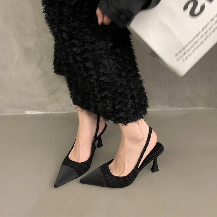 Low Heels Real Leather Slingbacks Shoes Women Square Toe Pumps Thick Heel Shoes Brand Design Lady Footwear  Size Rubber