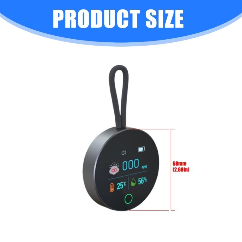 Leicht zu tragender Kohlenmonoxid-Alarm mit Digitalanzeige Kleine kreisförmige Gasmelder für Küche, Outdoor-Reisen, Sicherheit