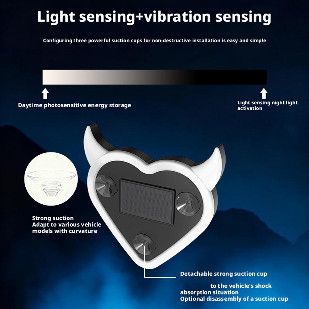 Solar Powered Car Neon Light Wireless Heart Shaped Led Ambient Light Suction Cup USB Rechargeable Atmosphere Breathing Lamp