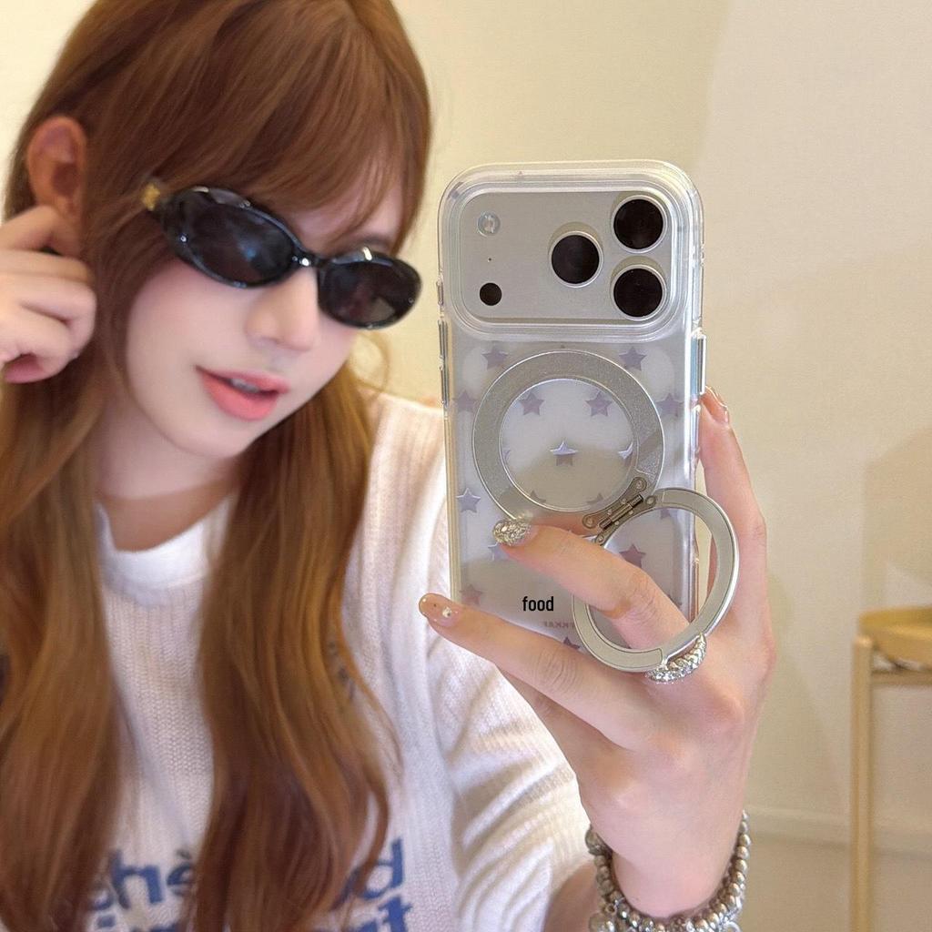 Gold & Silver Star 360° Rotating Phone Case Holder for iPhone 16/15p/17 Pro Max