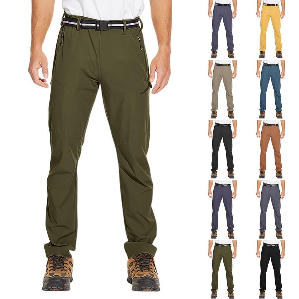 Men's Outdoor Athletic Cargo Pants - Lightweight Hiking Trekking Pants, Multi-Pocket Zipper Waterproof Breathable Quick-Dry Pants