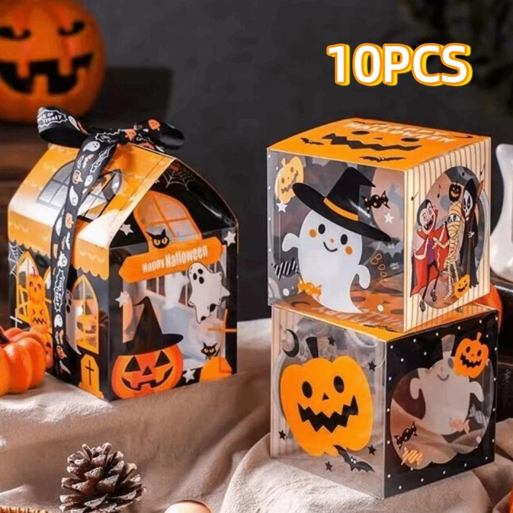 10 stuks Niet-snoep Snack Verpakking Doos Cartoon Spookhuis Koekjes Doos Halloween Snoep Container Bakkerij
