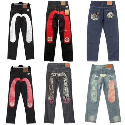 Jeans Ricamati Unisex Donna Gotico Y2K Retro Streetwear Uomo Cargo Punk Vintage Kpop Gamba Larga Denim Panrts Pantaloni
