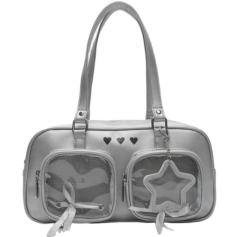 1Pc New Niche Design Women's Bow Harajuku Cute Ita Bag Jk Uniform Ulzzang Shoulder Bag for Girls Y2K Cartoon Handle Bag