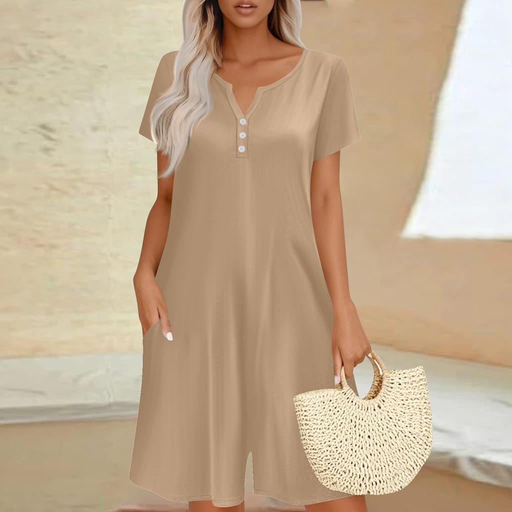 Womens Casual Short Sleeve Jumpsuit Fashion Top Jumpsuit Shorts Rompers With Pockets