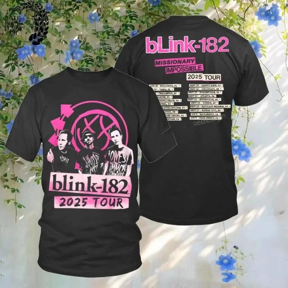 

Vintage Blink-182 2025 Tour Band Missionary Impossible Black T-Shirt Unisex T-Shirt XXXXL