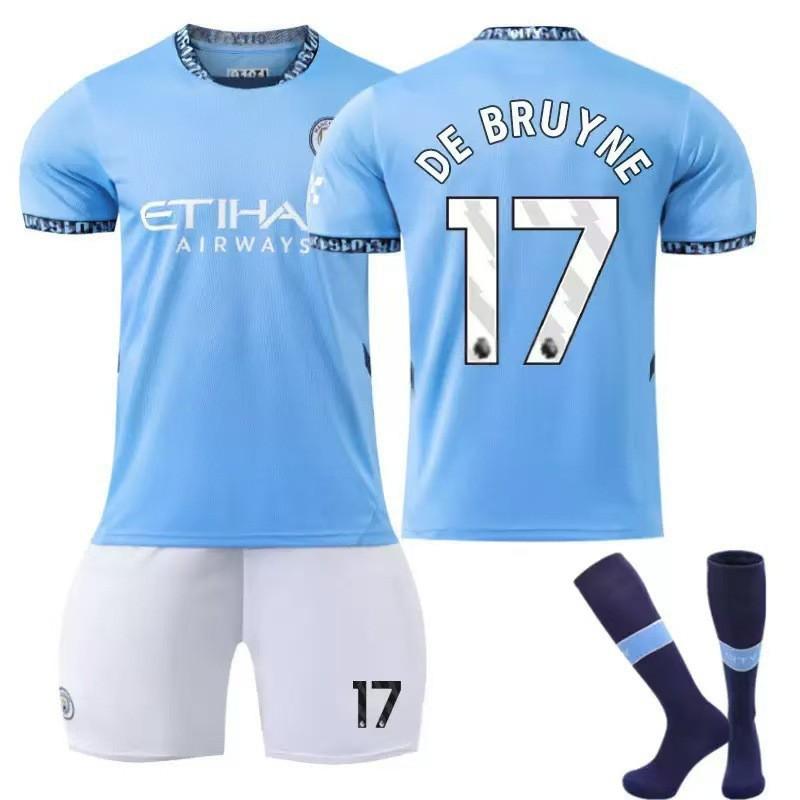 2425 Manchester City Jersey Home No. 9 Harland 17 De Braunet 10 Gralish Football Shirt Set