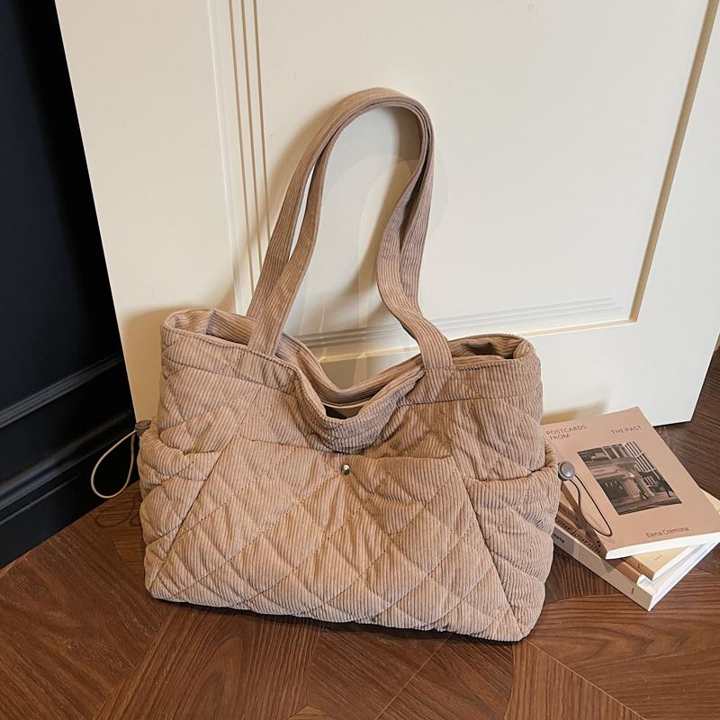 Corduroy Tote Bag Women's Commuter Handbag Large Capacity Shoulder Bag