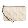 New Corner Zip Coated Canvas With Smooth Leather Coin Purse, Clutch Women's Cream White 88083-SVQB9