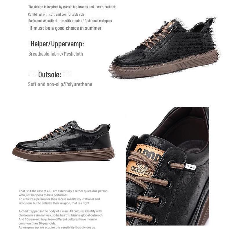 Pánské boty pro volný čas z pravé kůže: Trendy univerzální tenisky s měkkým dnem na jaro a podzim