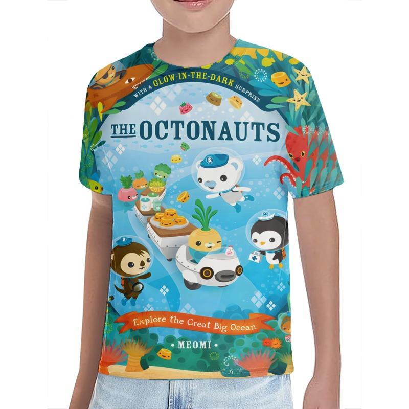 

Детские футболки с принтом мультфильма Октонавты, летние, с круглым вырезом, высокое качество, для мальчиков, детская одежда, футболки с 3D-принтом мультфильмов, милые топы, футболка с аниме-принтом 110