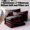 3pcs Duvet Cover Set Without Core 1 Quilt Cover + 2 Pillowcases Soft and Machine Washable Skull Design Bedding Set for Bedroom,