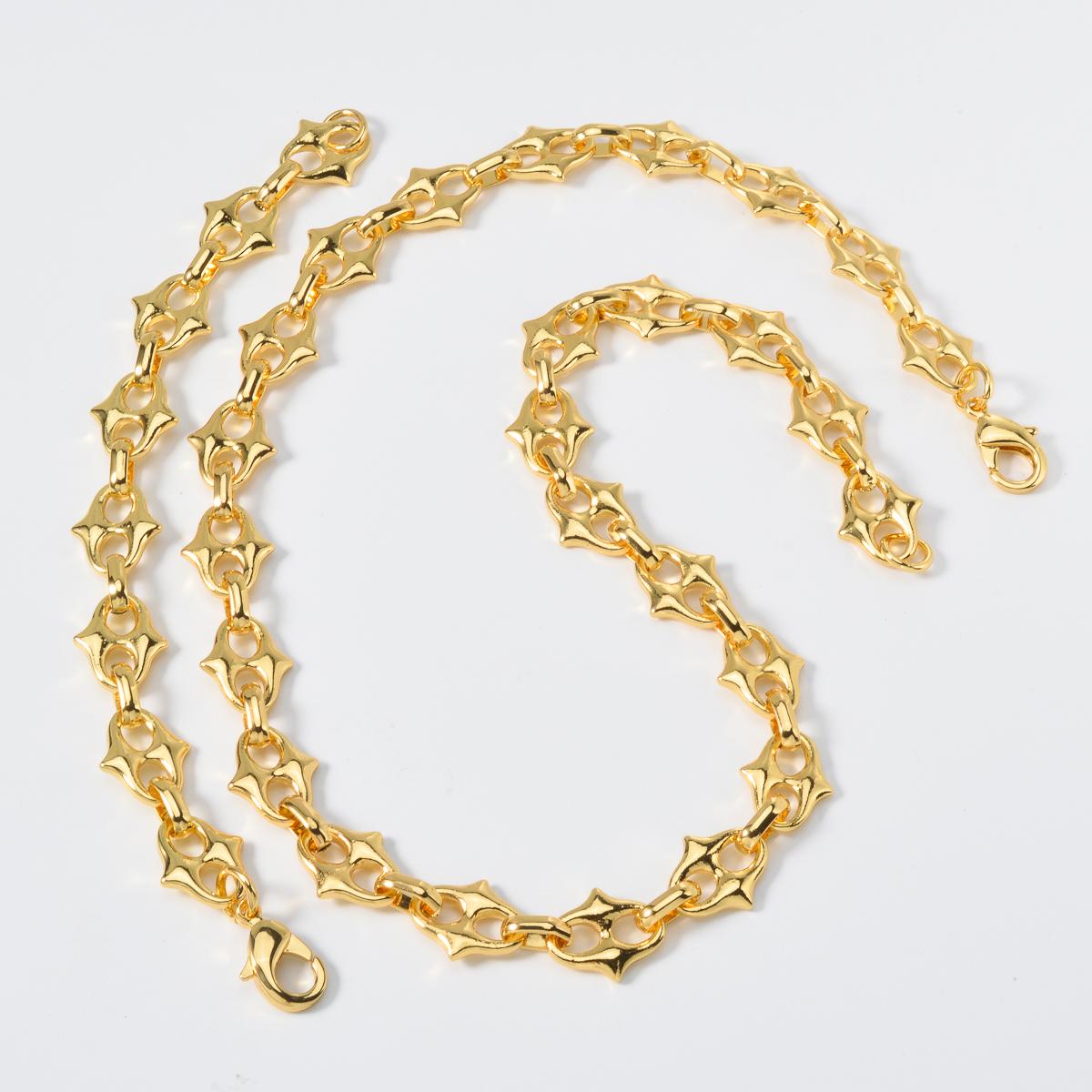 

Punk Style Gold Plated Copper Necklace Bracelet Set Edgy Unique Jewelry For Men Women Gothic Rock Gift Alternative Fashion