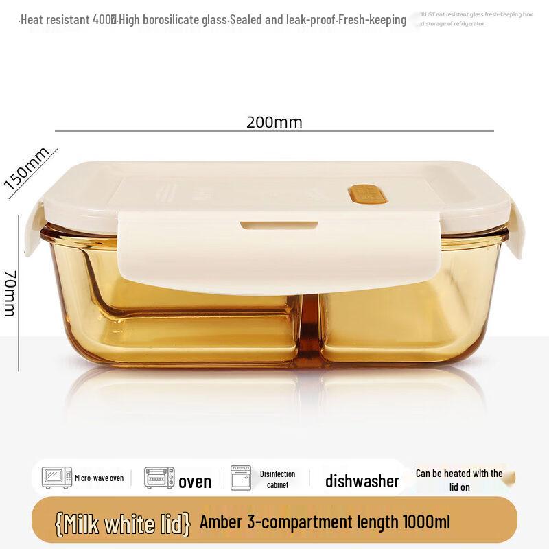 ZISIZ Round Glass Microwaveable Lunch Box