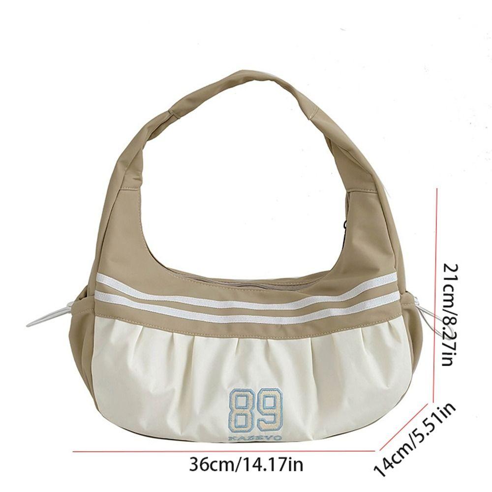Oxford Cloth Stripe Underarm Bag Retro Sports Handbag Versatile Half Moon Bags  Women