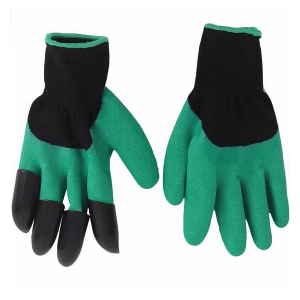 Pair Garden Gloves with Fingertips Claws Protective Working Gloves for Planting Digging Weeding