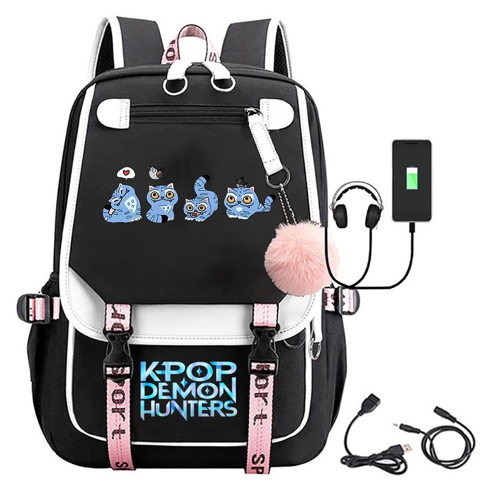 Witch Hunter Cartoon Printing Middle School High School Student School Bag Strap USB Multifunctional Backpack