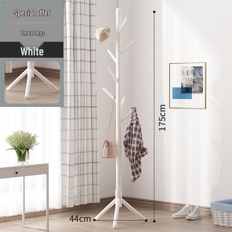 European Solid Wood Floor-Standing Coat Rack: Sleek, Modern Single Pole Hanger for Bedroom