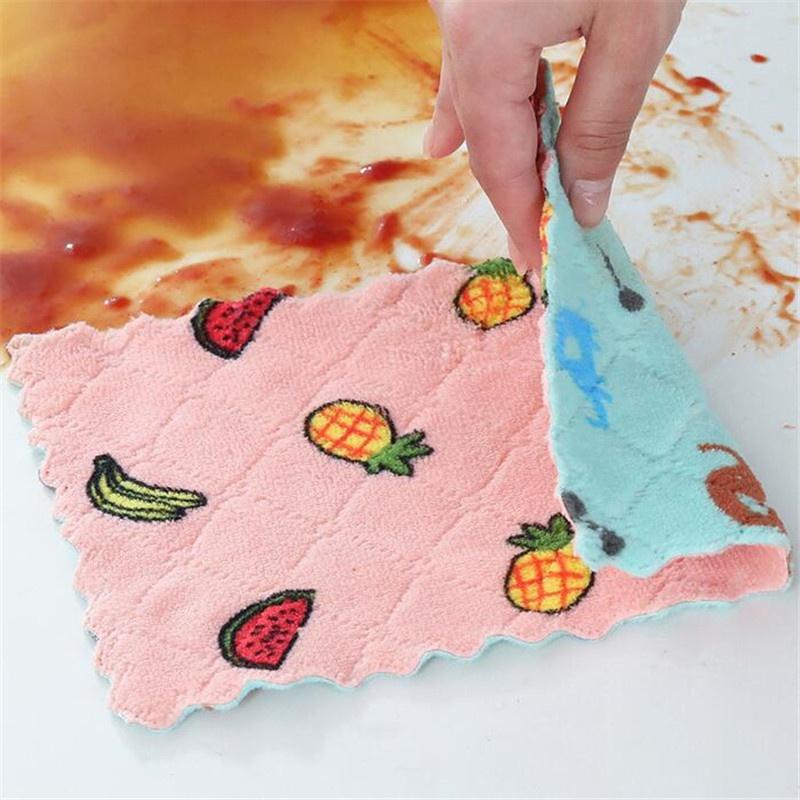 1/5/10Pcs Greaseproof Kitchen Double Side Cleaning Cloth Super Absorbent Household Scouring Pad Kitchen Cleaning Towel Rags