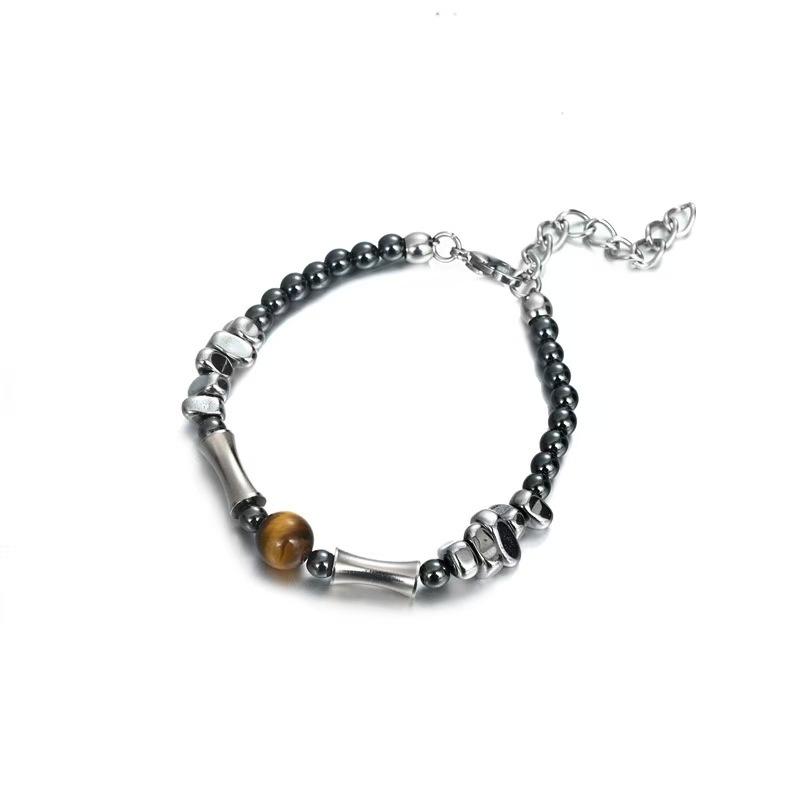 

Tiger s eye retro new Chinese bracelet men s and women s light luxury niche design ins hip-hop obsidian beaded bracelet tide
