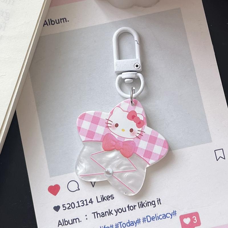 Sweet Kawaii Kt Cat Five-Pointed Star Keychain Cartoon Acrylic Pendant Keychain  Backpack Decoration Accessories Gifts