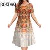 Summer Dress For Women Boho Vintage Floral Printed Dress Female Clothing Fashion Plus Size Short Sleeve Loose Dresses