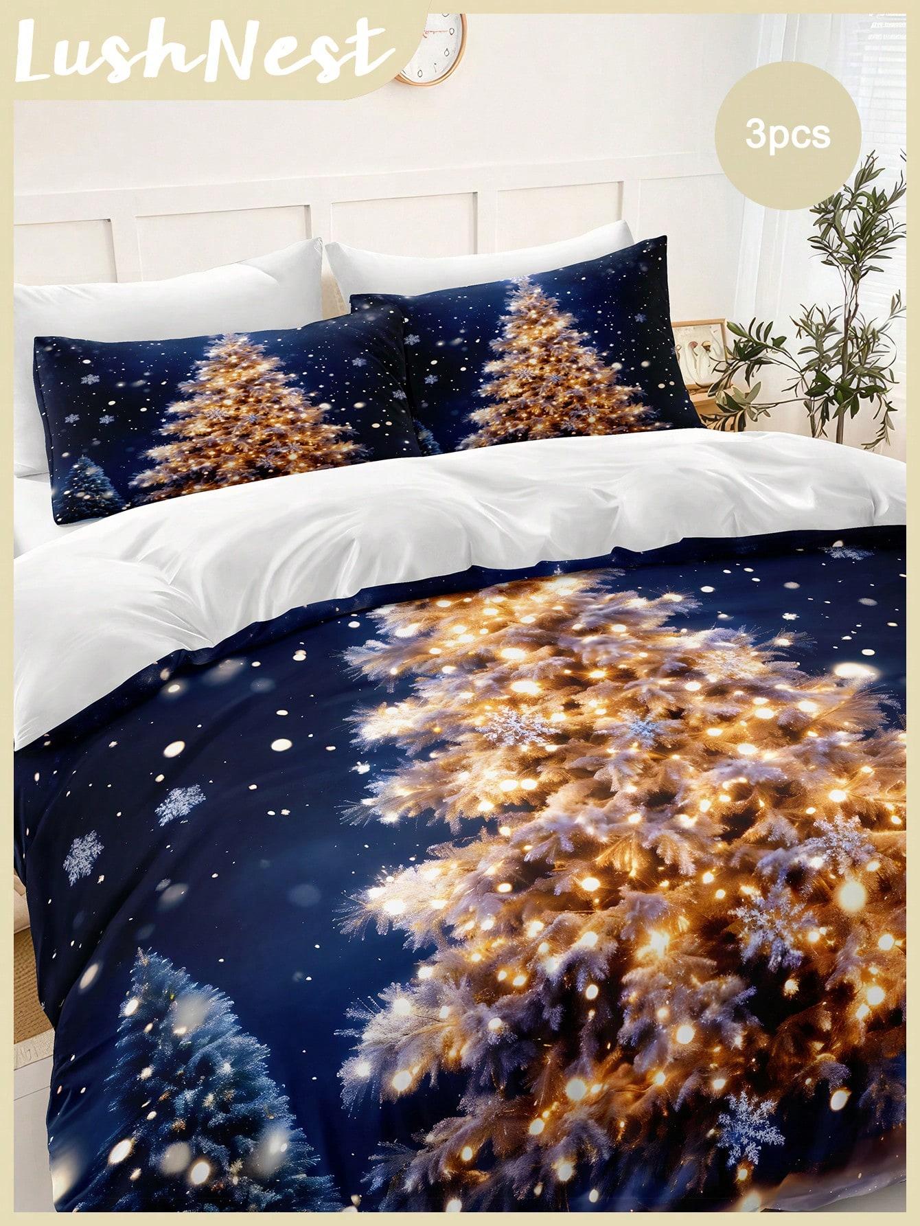 

Comforter Christmas Bedding Set Merry Christmas Christmas Printed 3 Pieces Christmas Room Decorations Comforter Set Comforter (quilt)-EU Single(135*200cm)3pcs