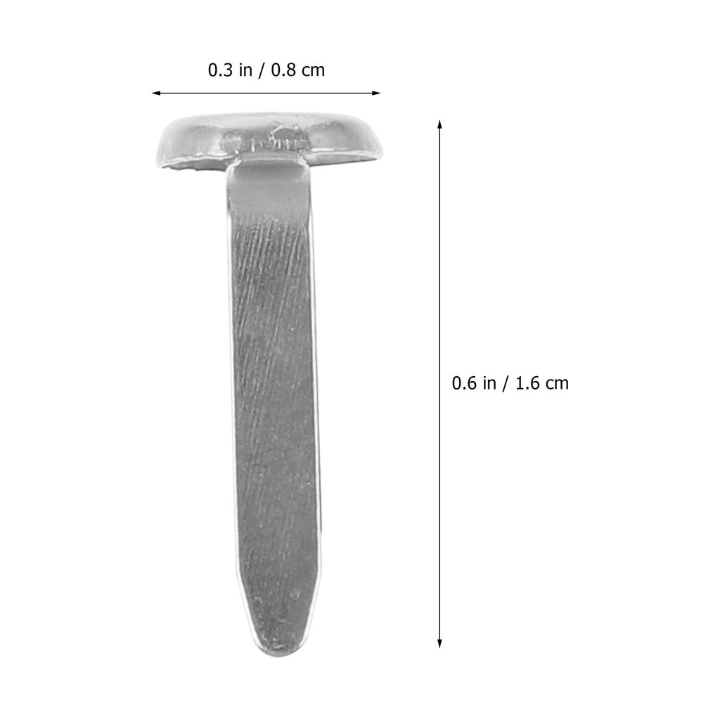 50 Pcs Double Prong Brass Brads For Paper Fasteners Decorative Metal Handcraft Supplies Kids Legged Nails Two Prong Round