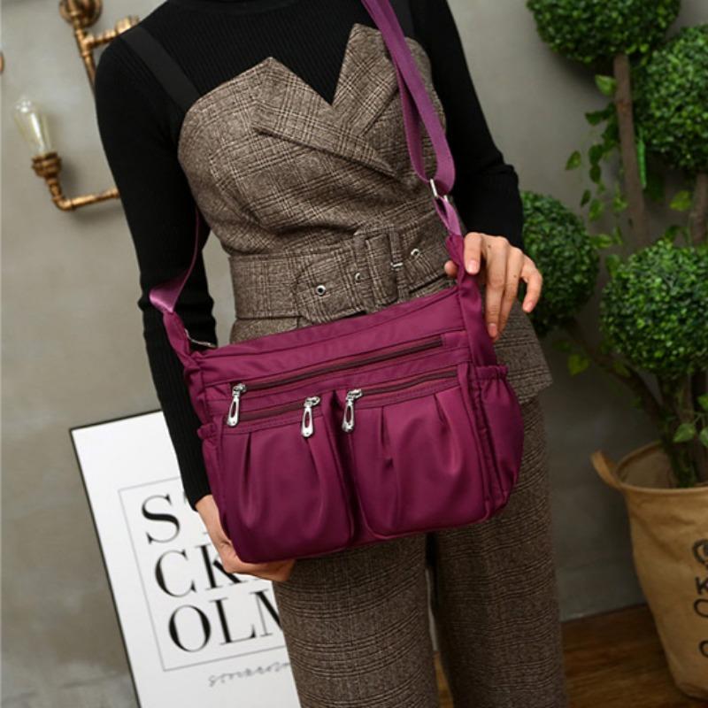 Multi Layer Crossbody Bag Women's Oxford Cloth Shoulder Bag, Casual and Lightweight Ladies Business Bag