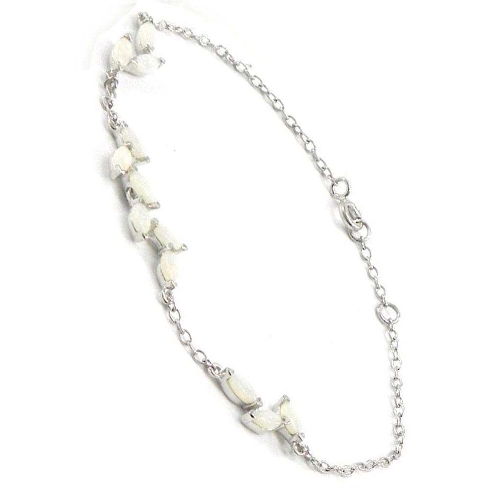 Les Trésors De Lily [I2631] - Stříbrný náramek 'Opálová bohyně' Postříbřený bílý (rhodiovaný) - 8 mm