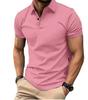 Men's Solid Color Button Short-Sleeve Polo Shirt