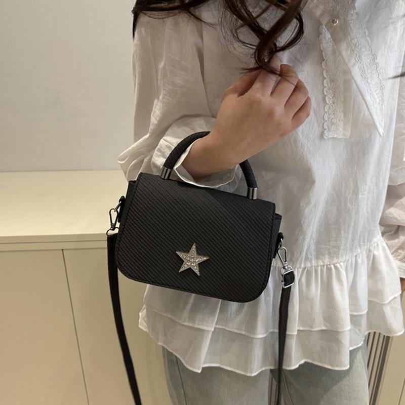 Starry Diamond Chain Texture Crossbody Bags Women Fashion Shiny Star Small Square Hand-held Shoulder Bag Lady Commuting Handbags