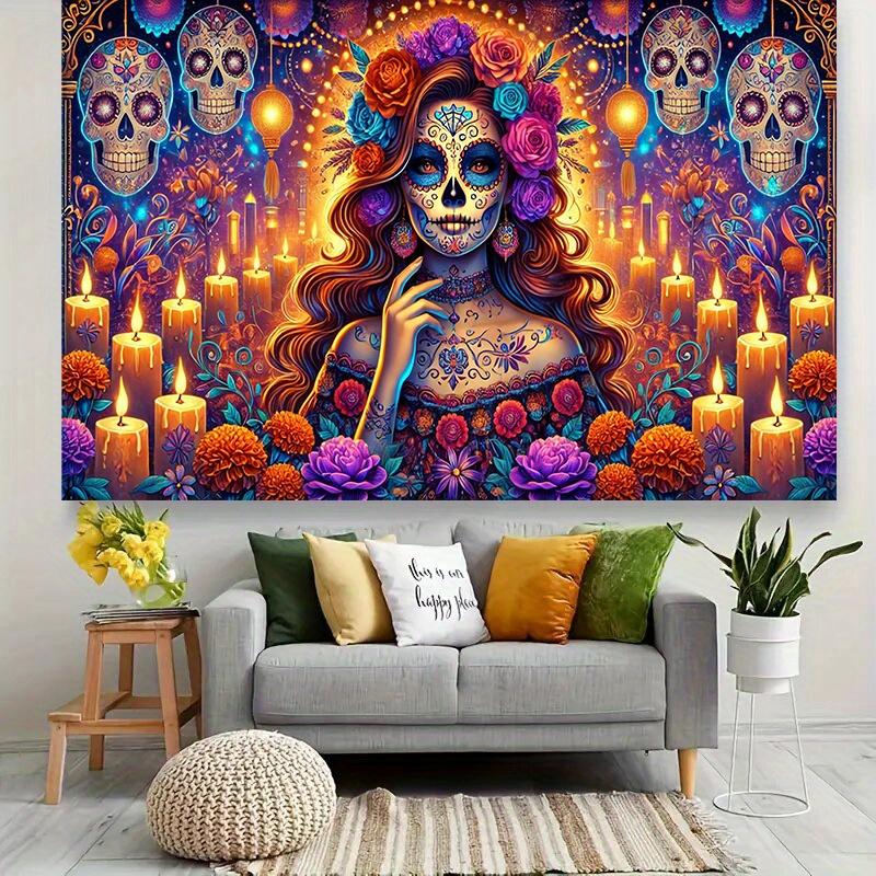 1 piece Day of the Dead celebration background cloth party decoration background banner decorative prop