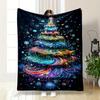Colorful Swirling Christmas Tree Design Patterned Flannel Blanket Perfect for the Bedroom Living Room, Sofa, or a Little Nap