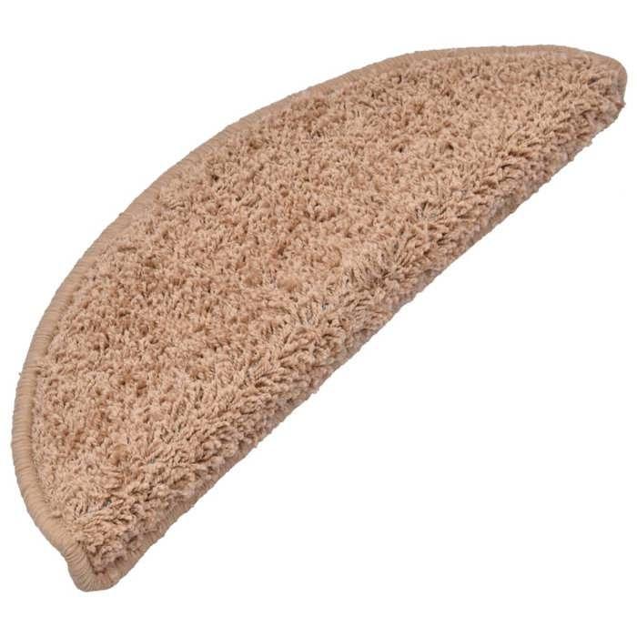 VidaXL Tapis d'escalier 15 pièces 65 x 21 x 4 cm Beige Demi-rond Grand 133902