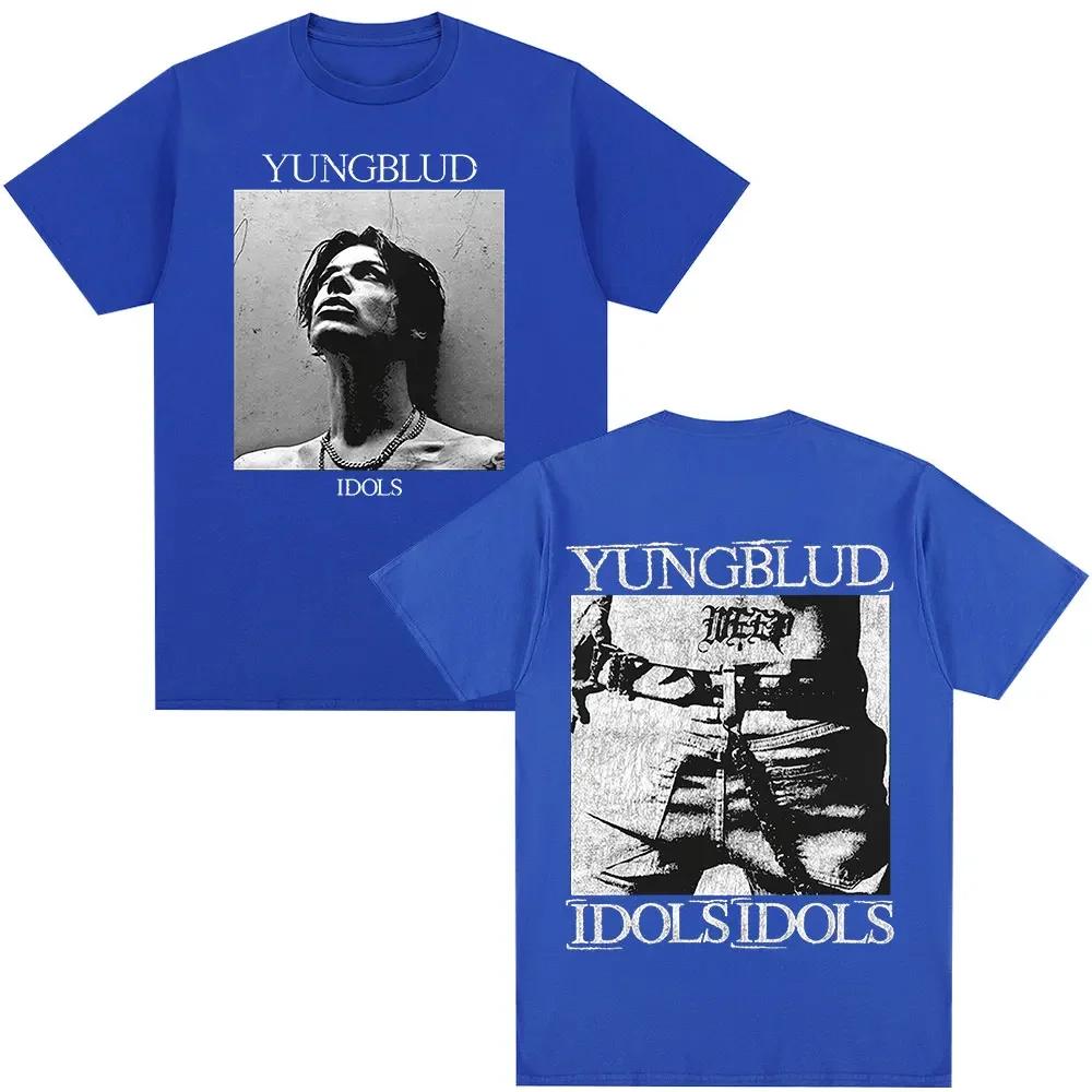 Singer Yungblud Idols Album Tour T Shirt Unisexs Wounisex Clothing Hip Hop Short Sleeve Tshirts Oversized Casual Cotton Tshirt Blac