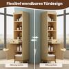 Tall Freestanding Bathroom Cabinet, Vertically Fluted Fronts, Reversible Left-Right Door, Drawer, Soft-Close Hinges, 40×36×172 Cm, Natural Wood Color