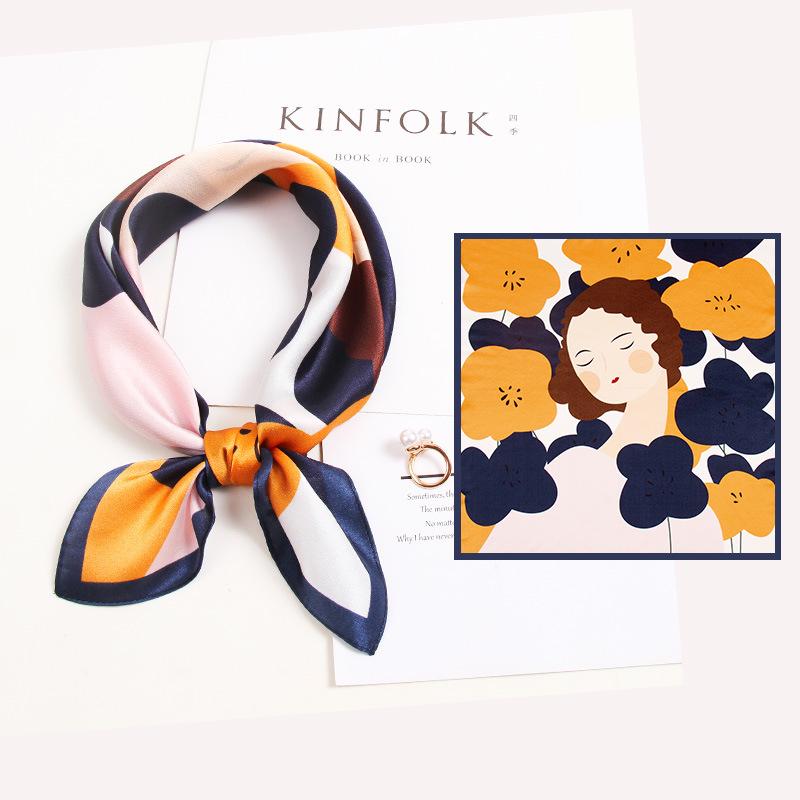 53*53cm Moteskjerf dame simulert silke firkantskjerf pannebånd