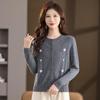 Women's 100% Wool Round Neck Embroidered Cardigan