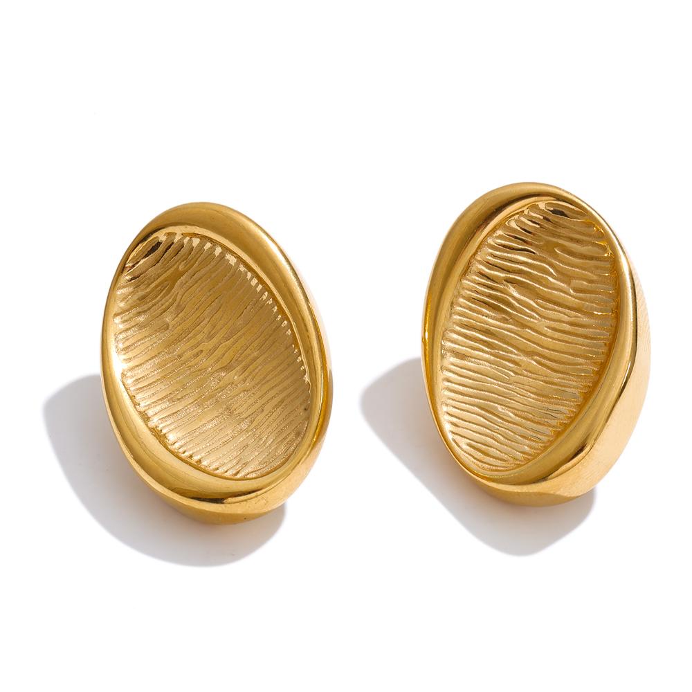 

Yhpup Waterproof Stainless Steel Oval Daily Stud Earrings for Women Rust Proof Metal Individualistic Versatile Jewelry