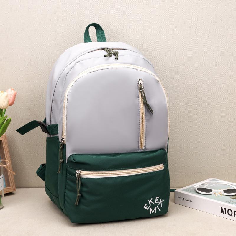 

Simple style student campus backpack junior high school high school student large capacity backpack versatile travel schoolbag зелений