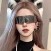 Futuristic Sunglasses Funny Mirrored Party Glasses Futuristic Rimless Eyeglasses for Women Men Halloween Cosplay Party