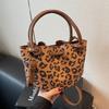 Wholesale Niche Leopard Print Bag Women's 2025 New Autumn and Winter Versatile Messenger Bag Suede Portable Bucket Bag
