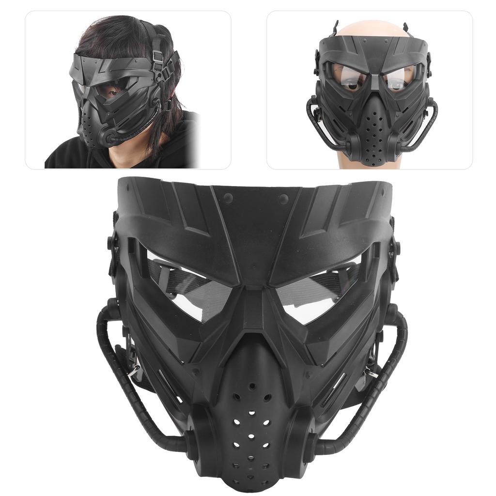 Black Full Face Guard Protection Transparent Lens Ergonomic for CS Game Halloween Outdoor Activities