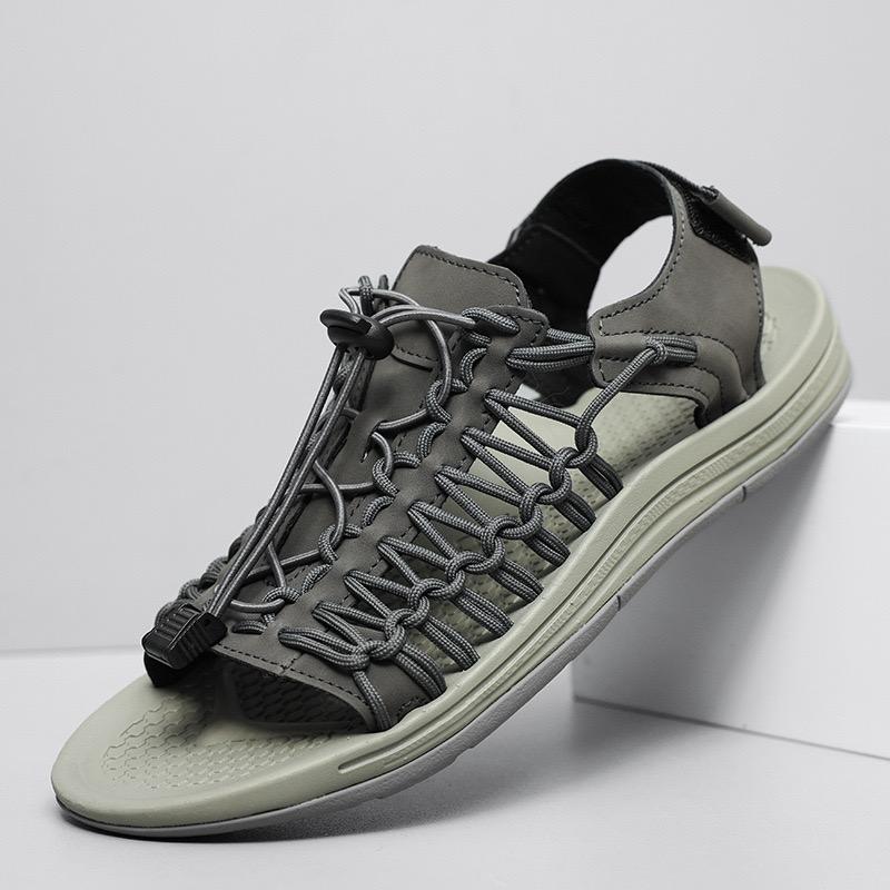 Men's Sandals Fashion Handmade Roman Sandals Summer Hollow Mesh Sandals Outdoor Non Slip Wading Shoes for Men Casual Beach Shoes