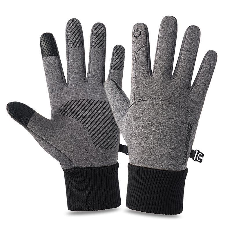 Loogdeel Wasserdichte Fleecehandschuhe mit Touchscreen für Radfahren, Laufen, Motorradfahren, Skifahren, Winter, warm, volle Finger, Outdoor-Sportarten